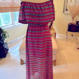 Worn twice!  House of Harlow size M multi color off shoulder maxi dress.